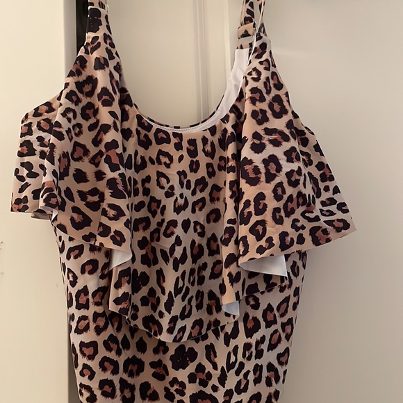 NEW Popvil Plus Size Ruffle Leopard Printed Brown One-piece Swimsuit - Picture 9 of 10